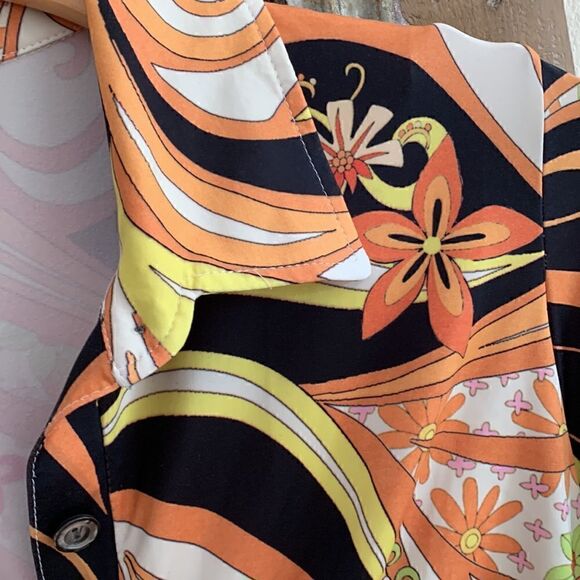 Vintage Hippie Shirt Plunging Self-Tie Soft Stretchy long sleeve top Xl - Picture 6 of 7